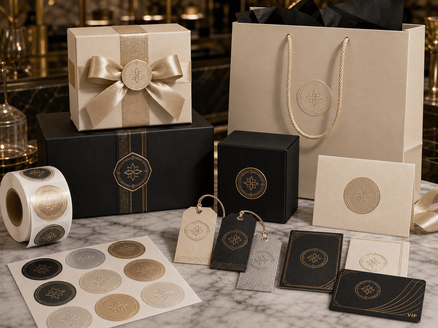 Boutique gift packaging label suite